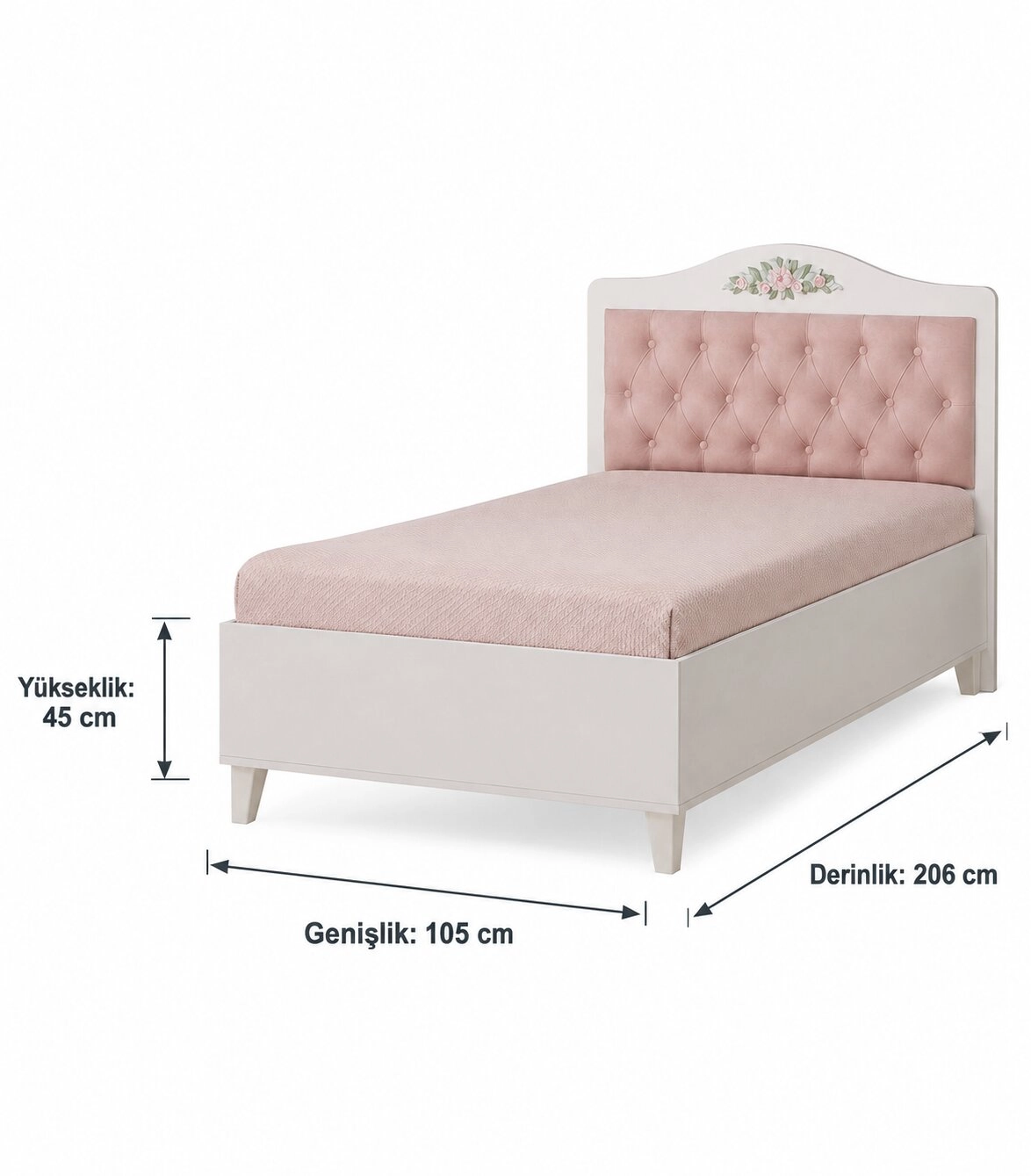 ROZA - STANDART AYAKLI BEYAZ BAZA 120*200