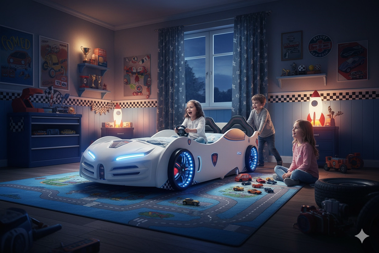 RS2 - BUGATTI Arabalı Yatak  | Koltuklu | Beyaz