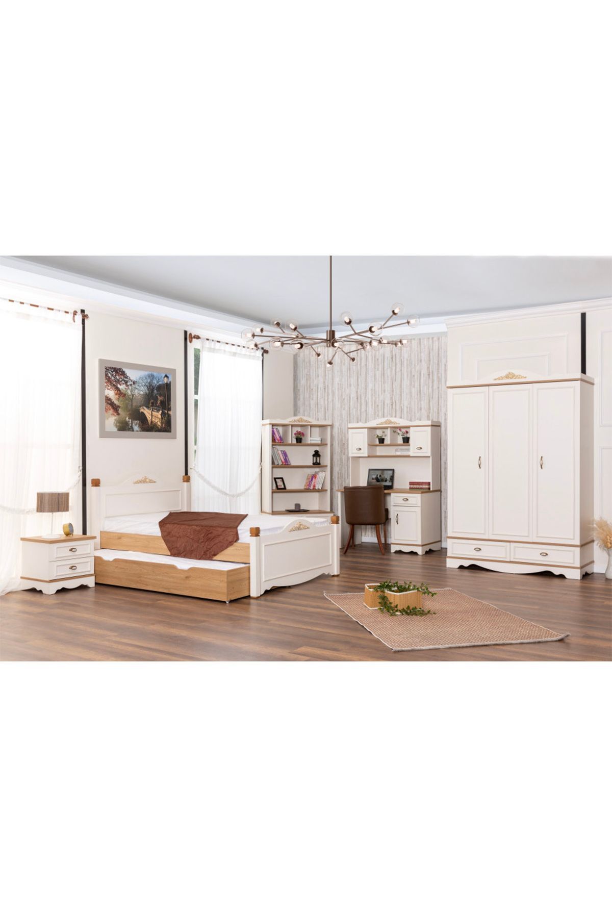 BRITISH - COUNTRY - Karyola 100*200 cm - Country Karyola + Ceviz Alt Karyola