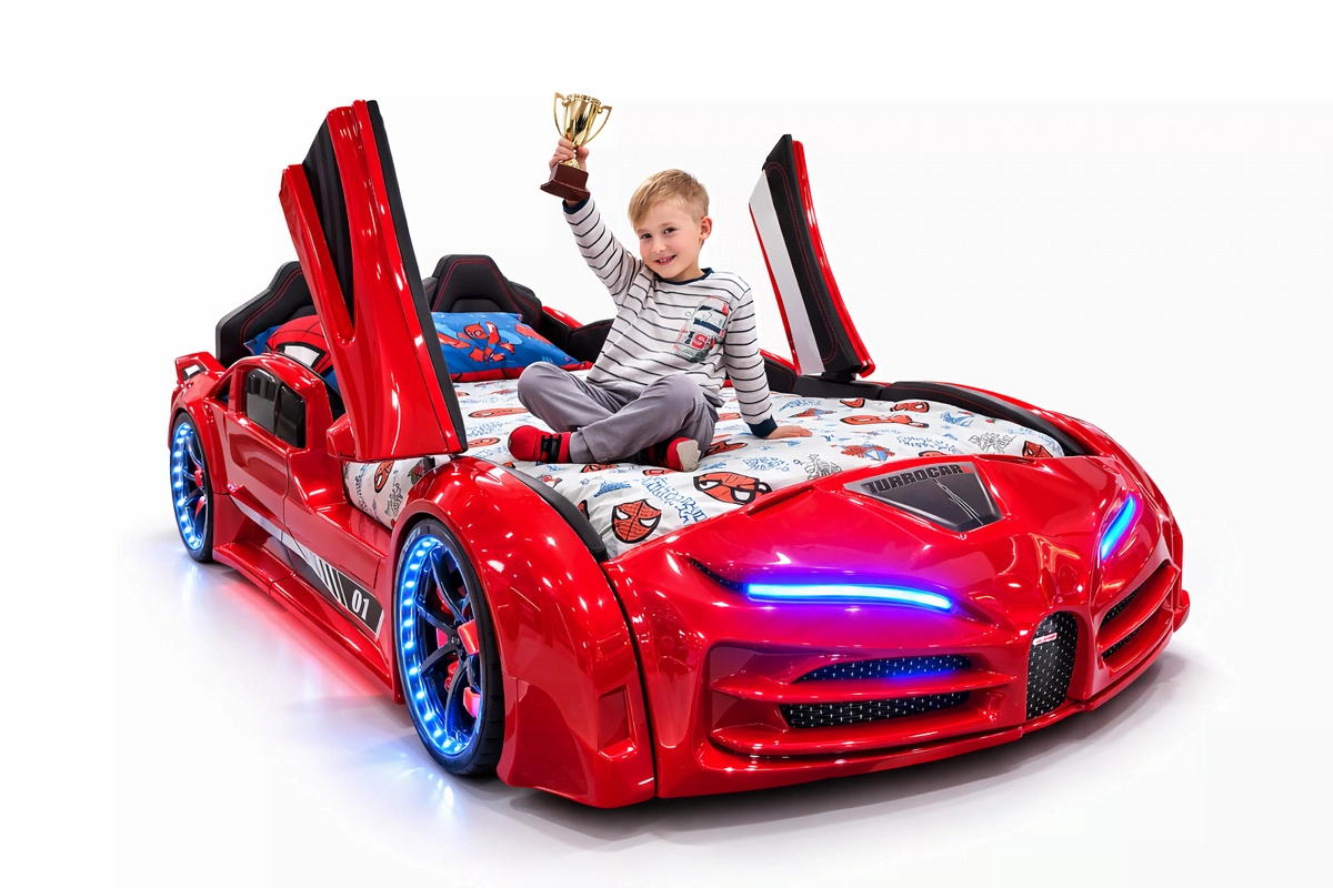 BUGATTI - KIRMIZI KAPILARI AÇILIR - KIRMIZI ARABALI YATAK