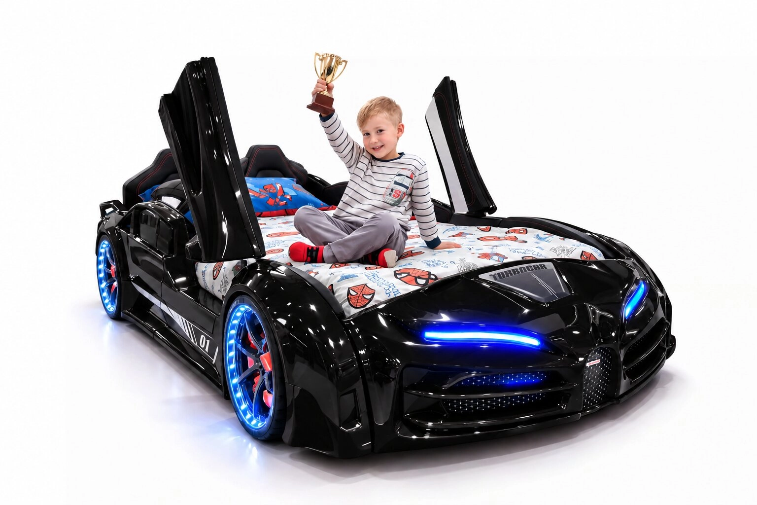 BUGATTI -  KAPILI  - SİYAH  ARABALI YATAK