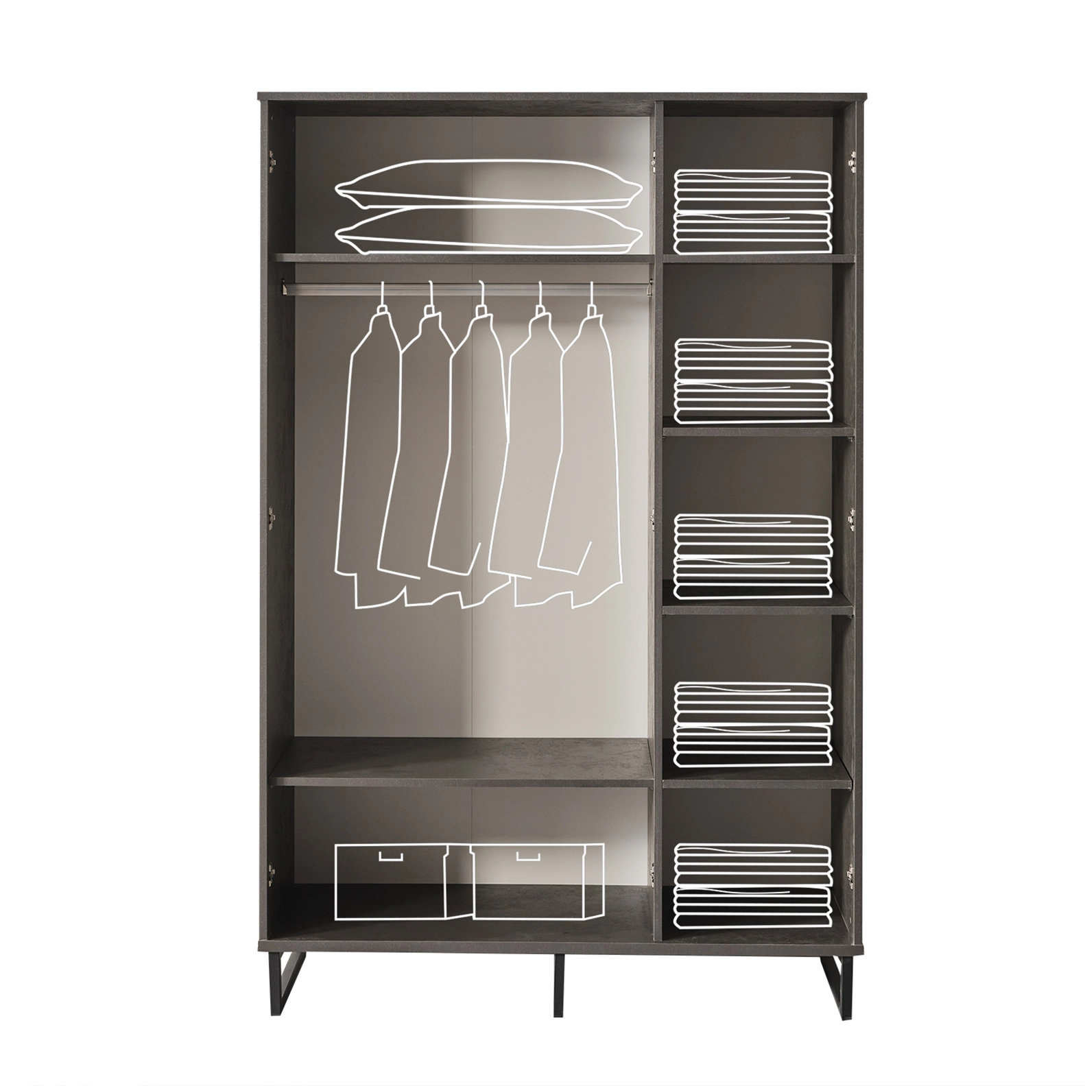 Dark 3 Kapılı Dolap – Geniş depolama alanı