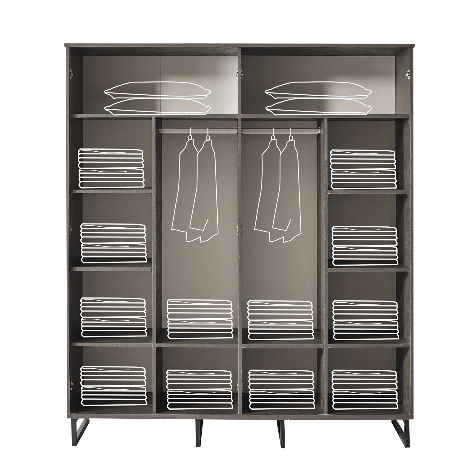 Dark 4 Kapılı Dolap – Geniş depolama alanı