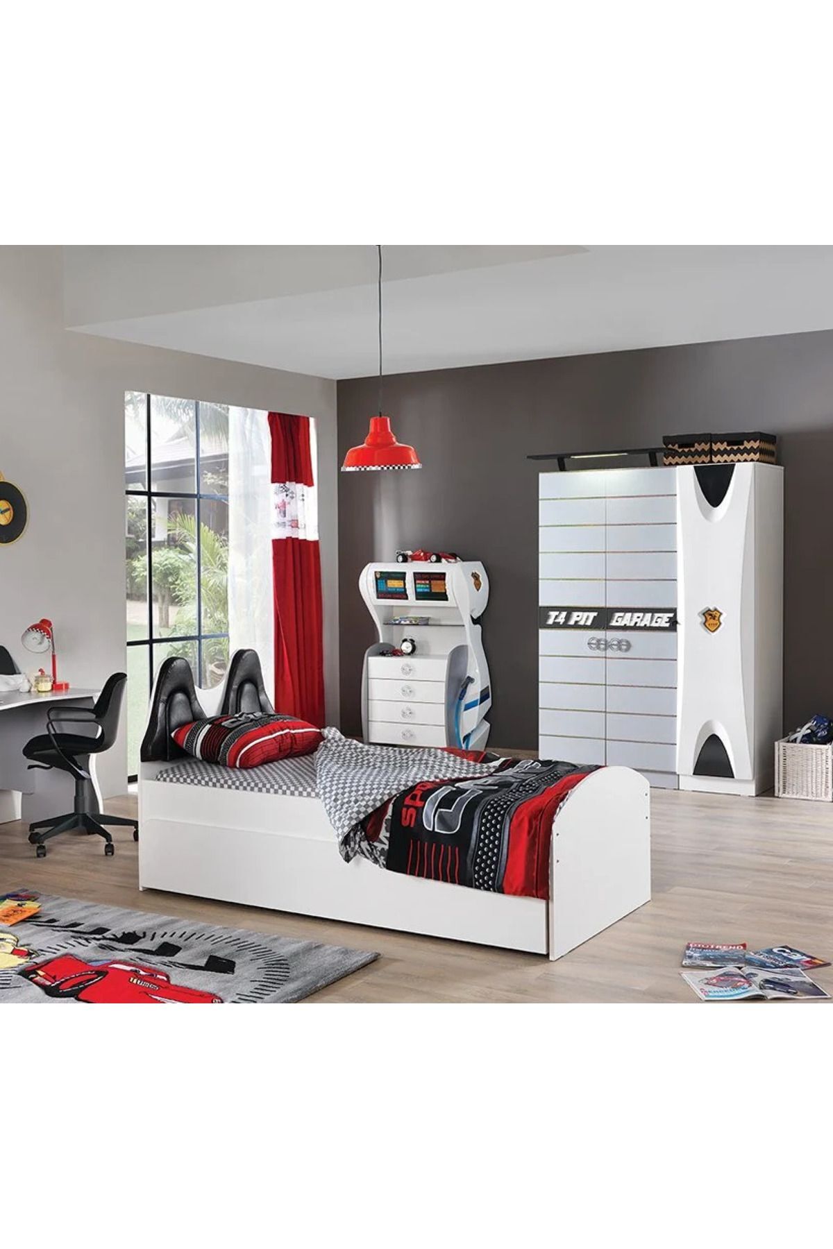 Ferrari 1 Kapılı Sport Dolap - Arabalı yatak Dolabı - Beyaz