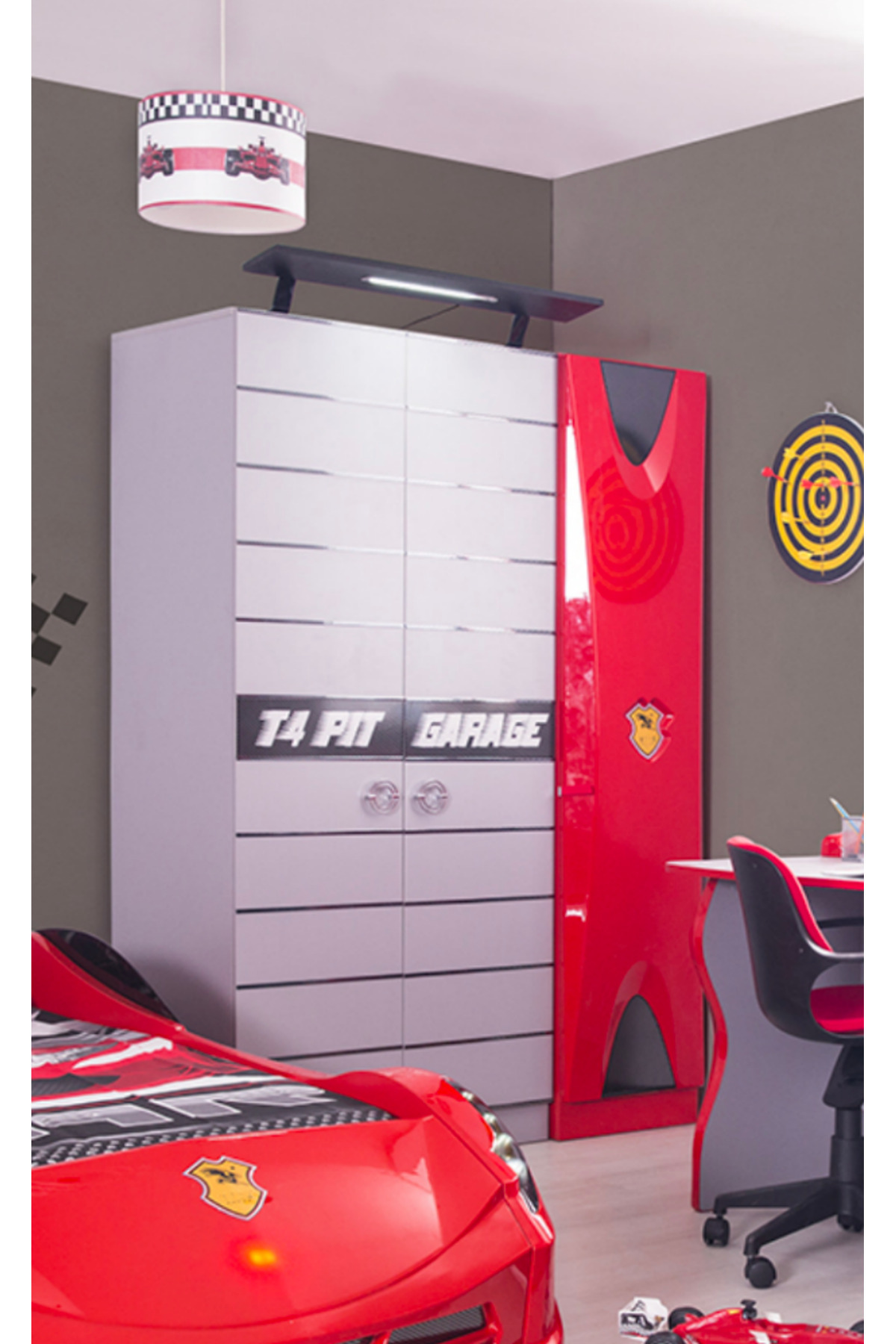 Ferrari 1 Kapılı Sport Dolap - Arabalı Yatak Uyumlu Dolap - Kırmızı