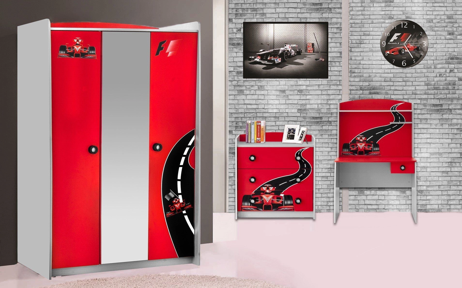 Arabalı Çocuk Odası Takımı | Beyaz Arabalı Çocuk Odası 