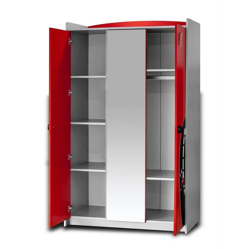 Grandprix 3 Kapılı Arabalı Çocuk Dolabı Kırmızı | Çocuk Dolabı