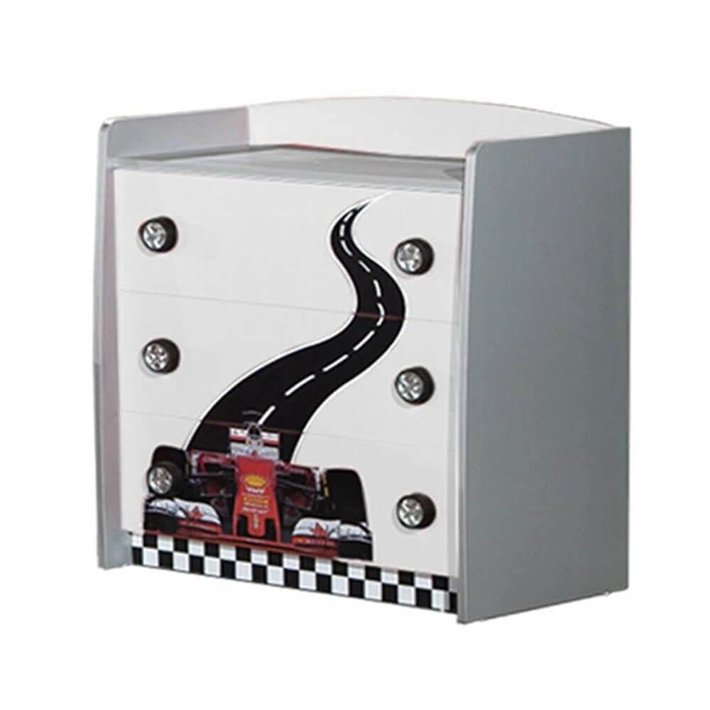 Grandprix Arabalı Çocuk Şifonyeri Beyaz | Beyaz Renk Çocuk Şifonyeri