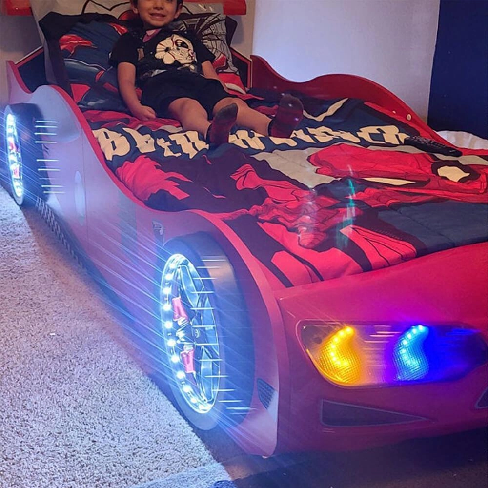 GT1 - Bazalı Kırmızı Arabalı Yatak | Baza Sandıklı