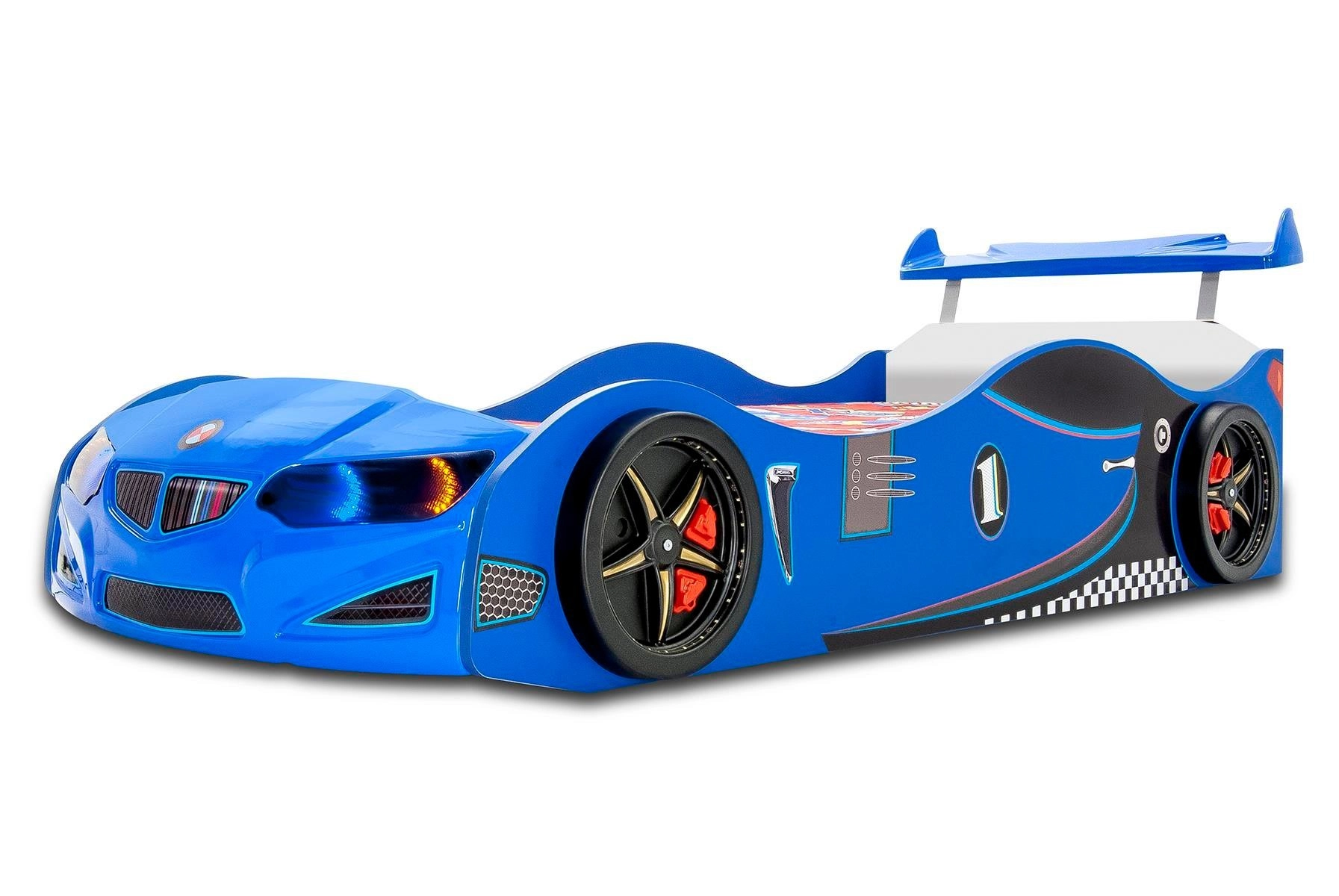 GT2 Mavi Arabalı Yatak | Ön Far Işıklı | Kumandasız