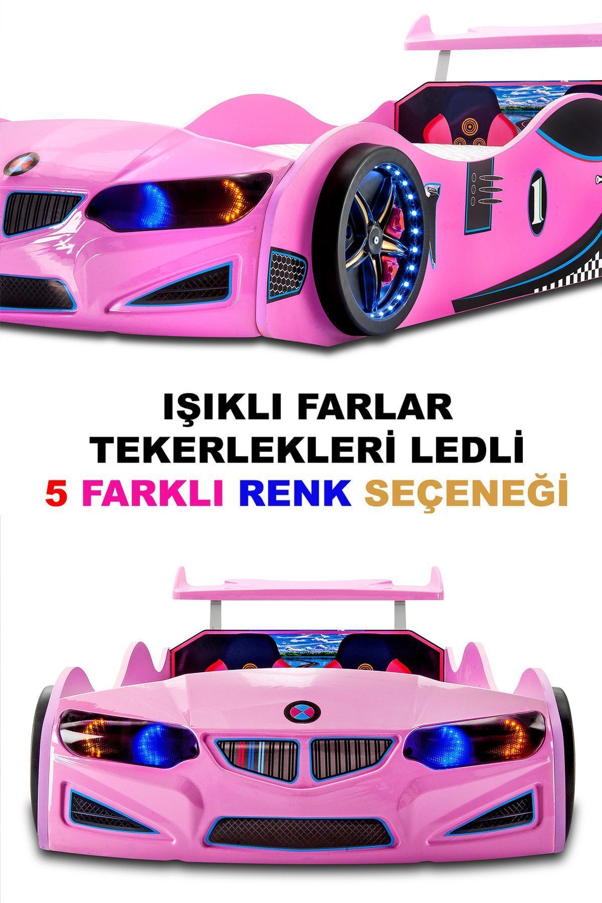 GT2 - BMW - Arabalı Yatak  - Tekerlekleri Ledli.
