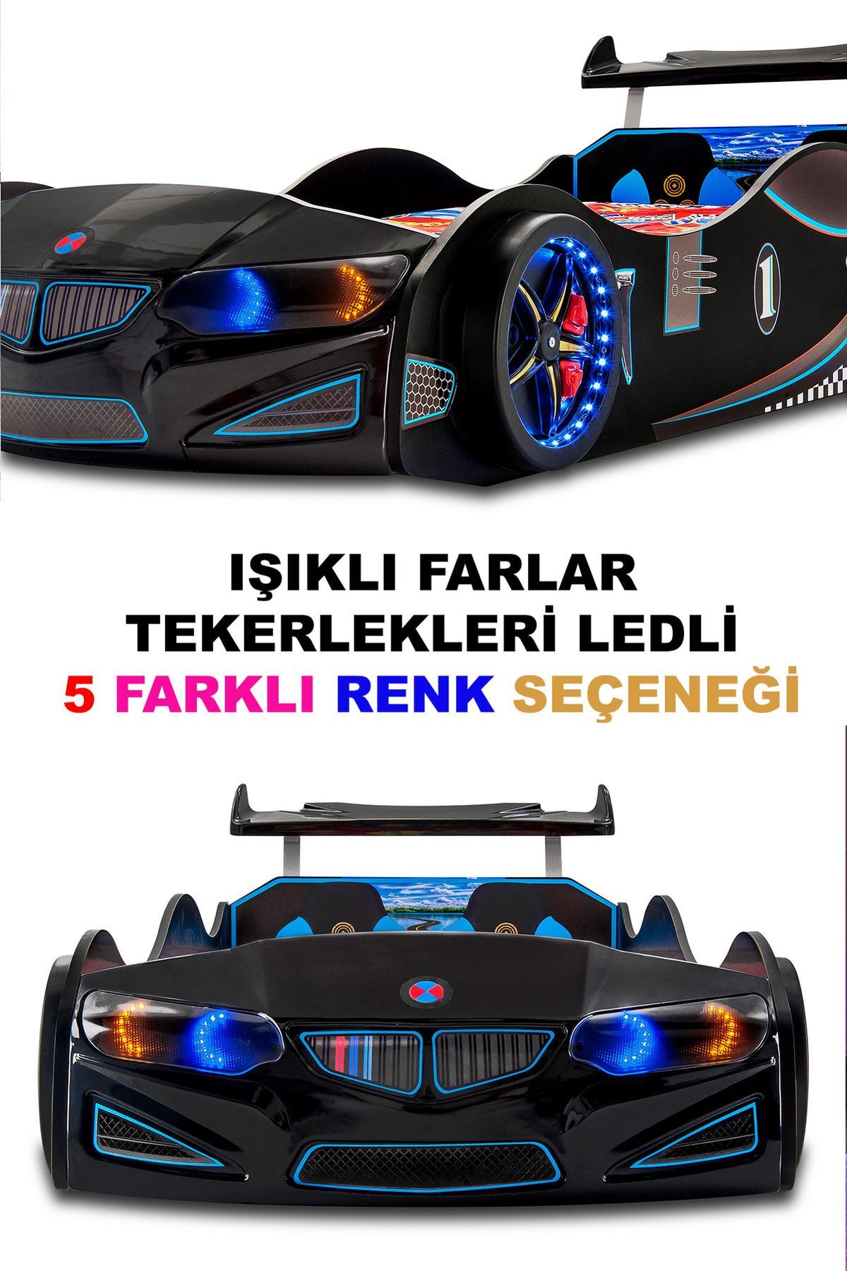 GT2 - BMW - Arabalı Yatak  - Tekerlekleri Ledli.