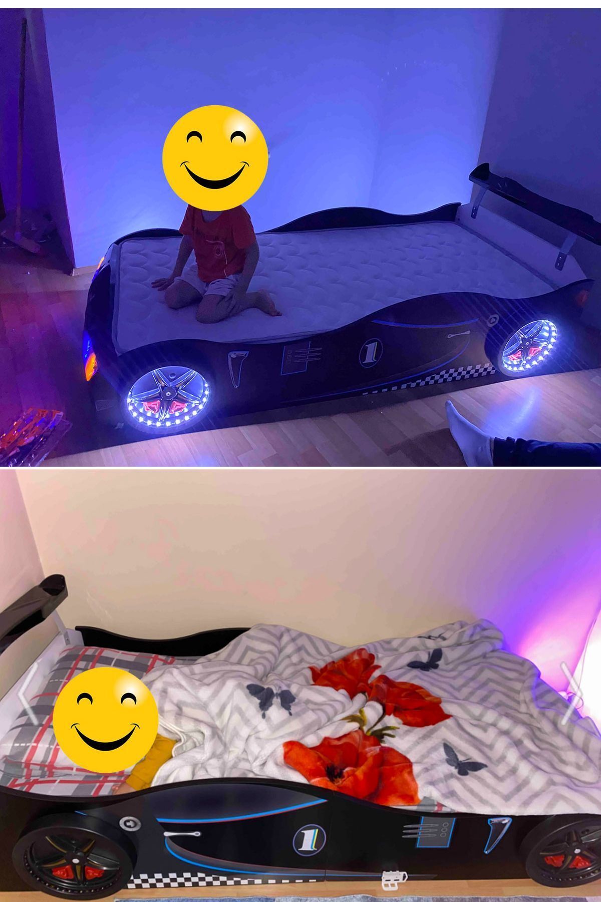 GT2 - BMW - Arabalı Yatak  - Tekerlekleri Ledli.