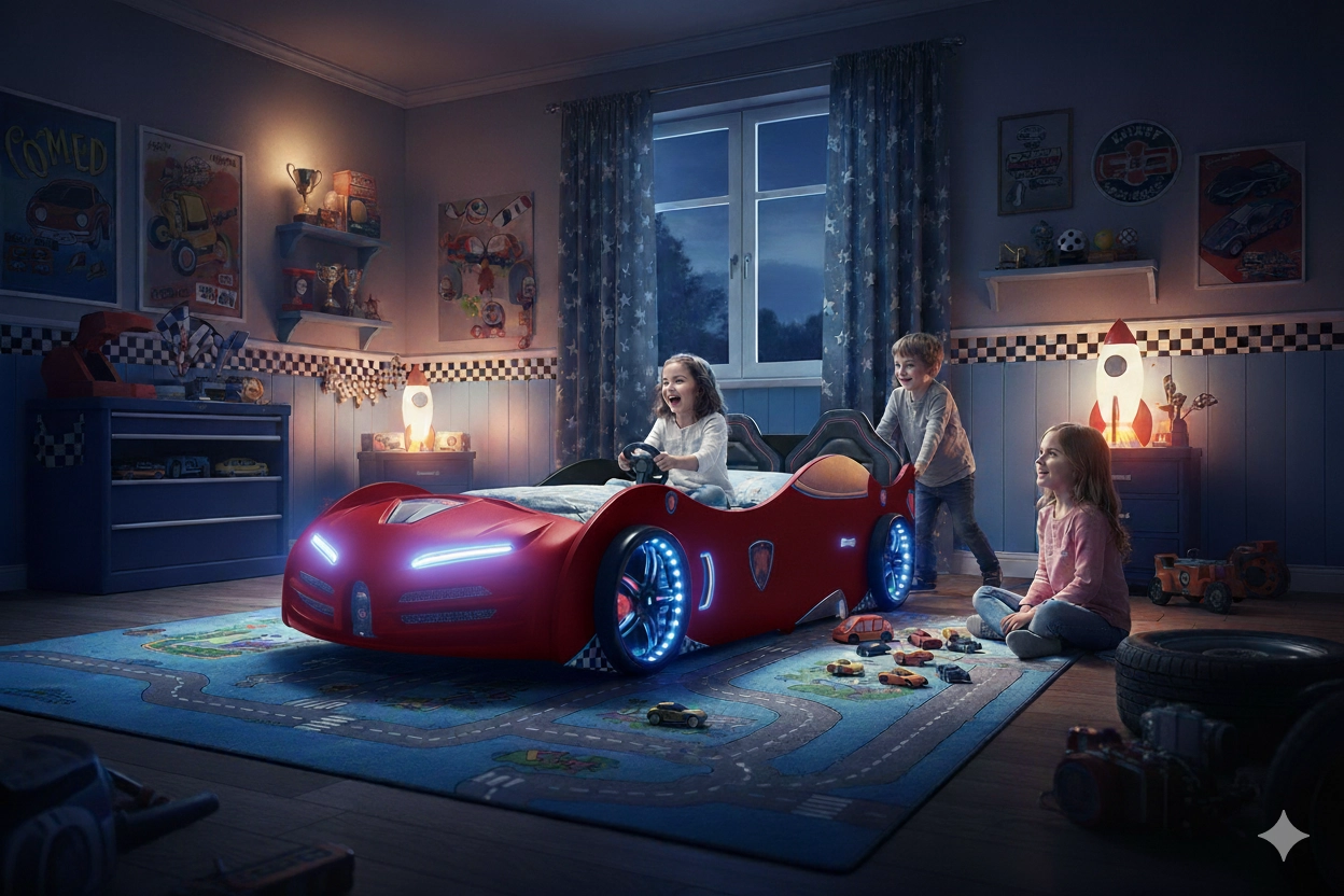 RS2 - BUGATTI Arabalı Yatak  | Koltuklu | Kırmızı