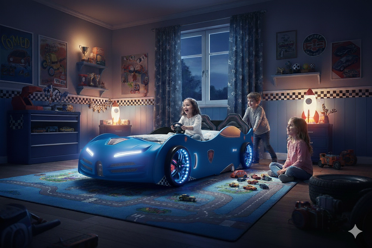 RS2 - BUGATTI Arabalı Yatak  | Koltuklu | Mavi