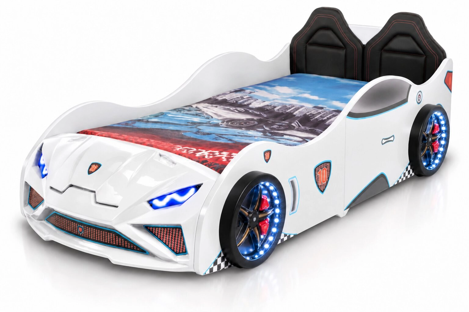 RS2 - LAMBO Arabalı Yatak  | Koltuklu | Beyaz