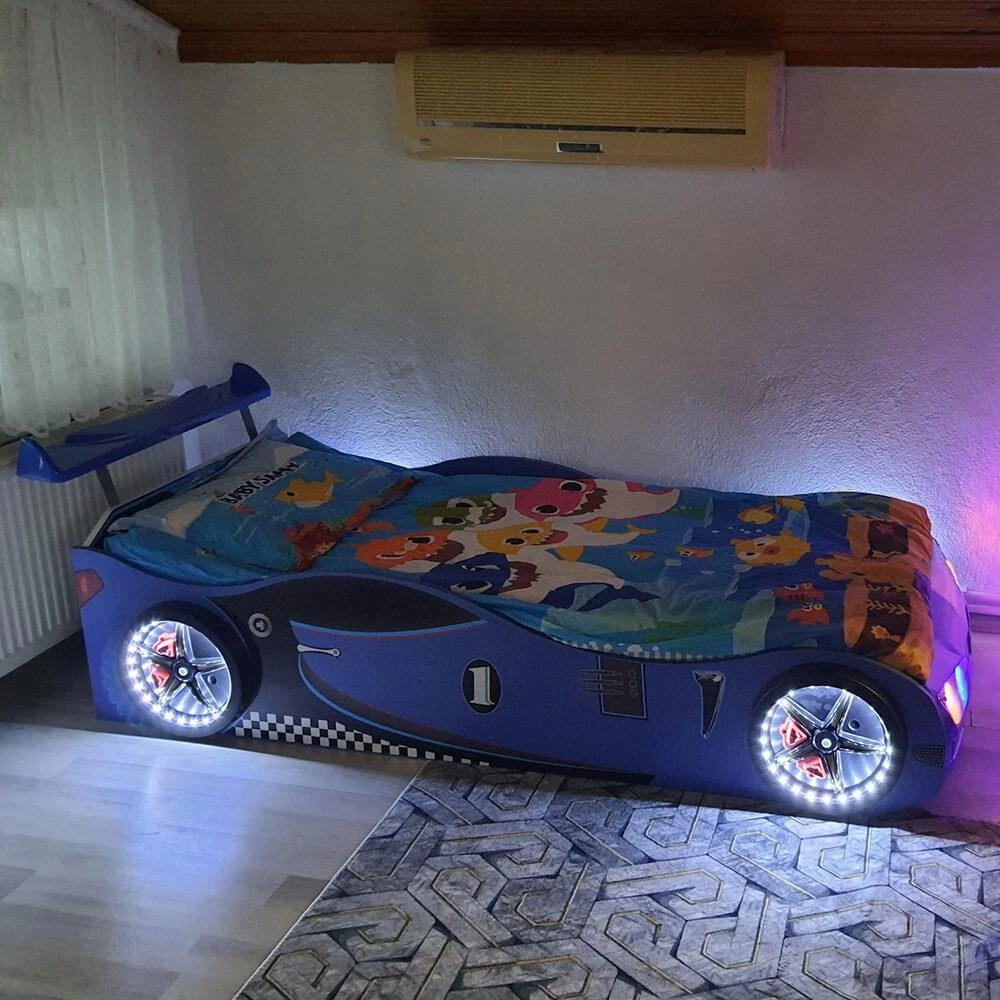 GT1 - Bazalı Mavi Arabalı Yatak | Bazalı Arabalı Yatak