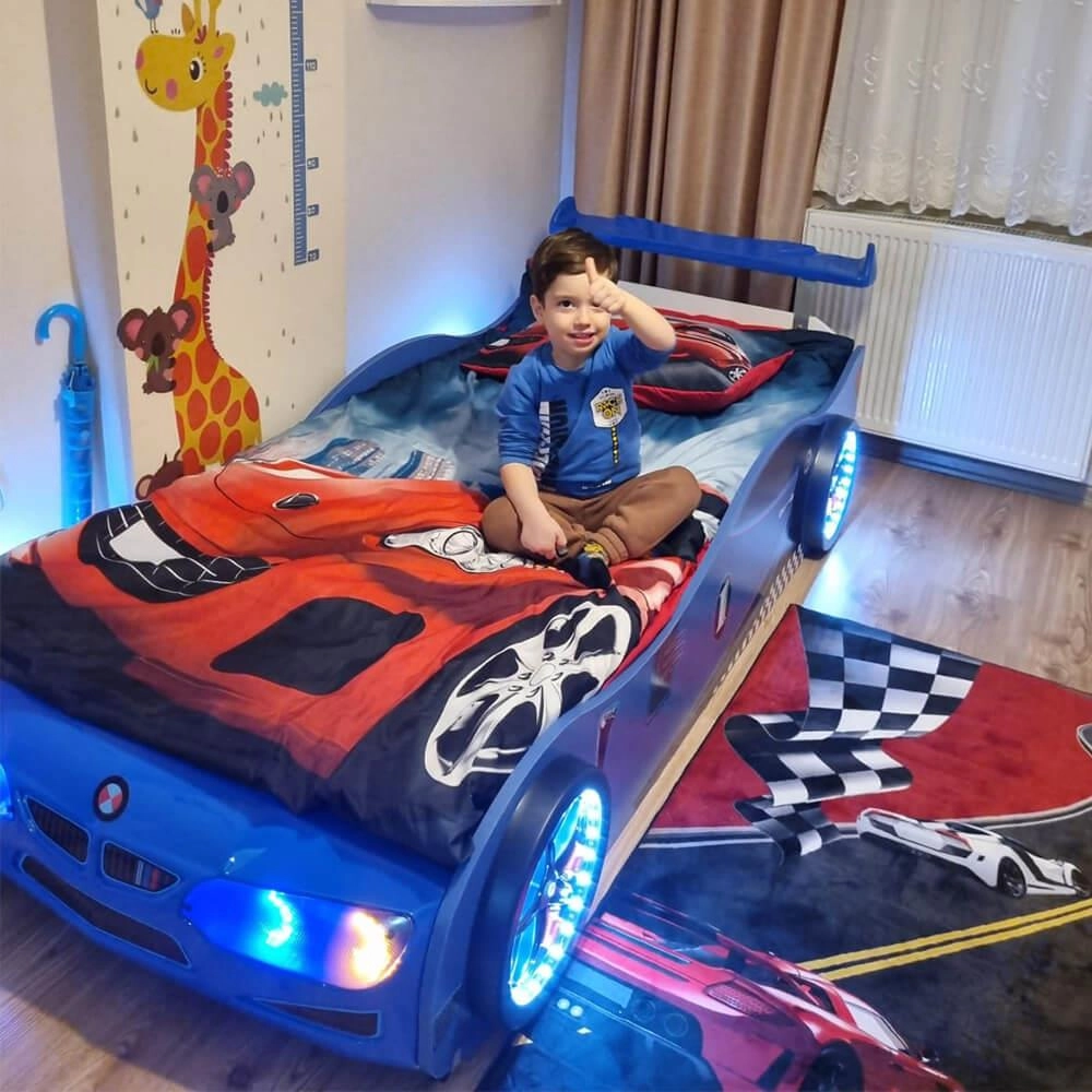 GT1 - Bazalı Mavi Arabalı Yatak | Bazalı Arabalı Yatak