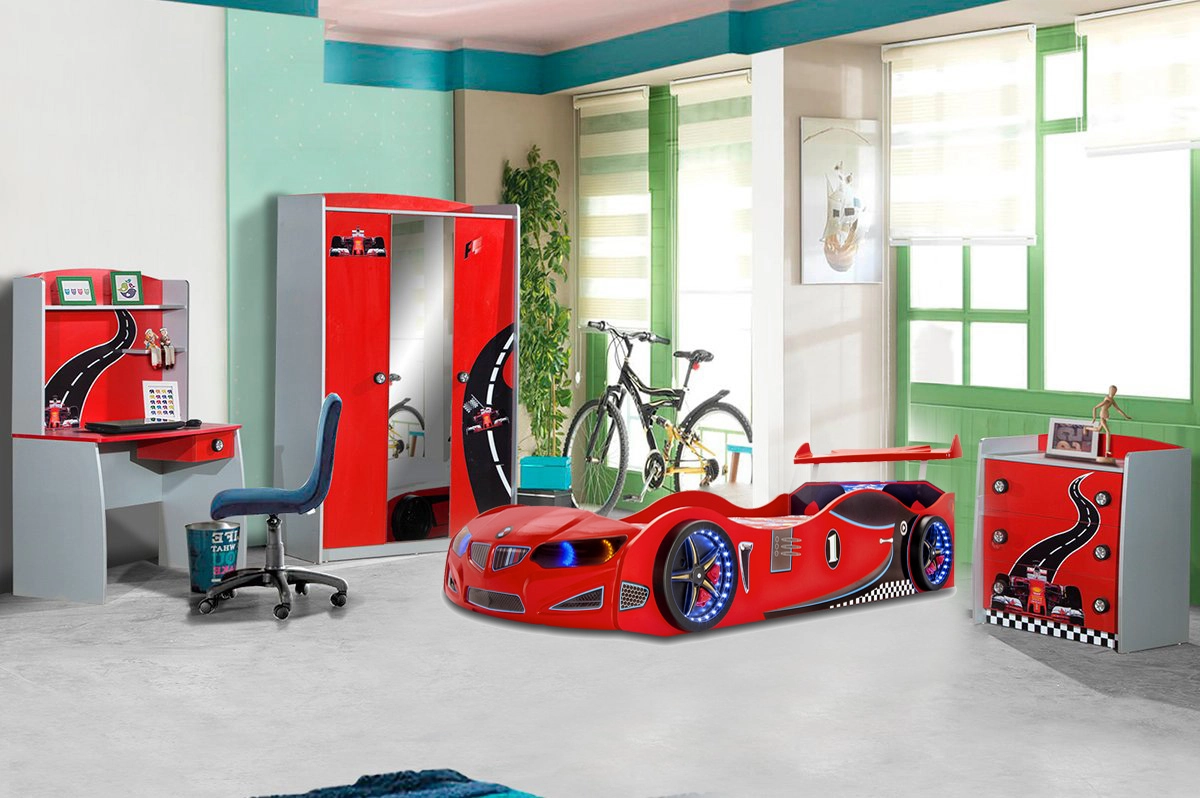 Arabalı Çocuk Odası Takımı | Beyaz Arabalı Çocuk Odası 