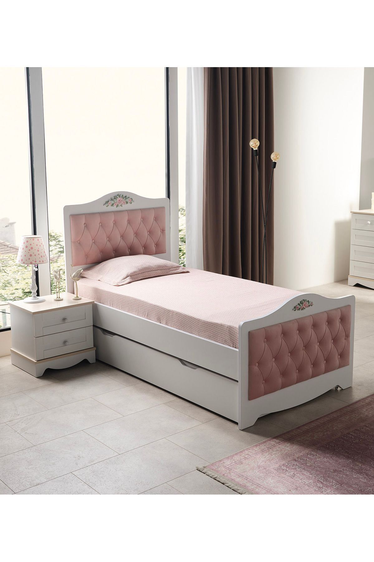 ROZA - Karyola 120*200 cm - Kız Çocuk Karyola - Alt karyola Beyaz 90*190