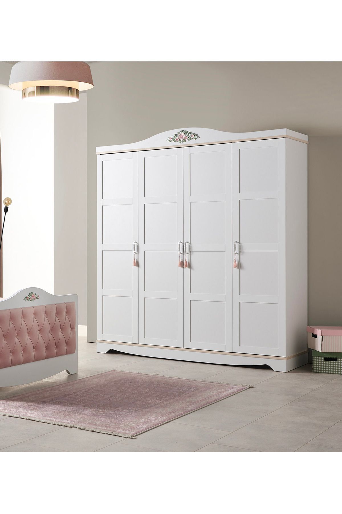ROZA - 4 Kapılı Dolap - Kız Çocuk Dolabı