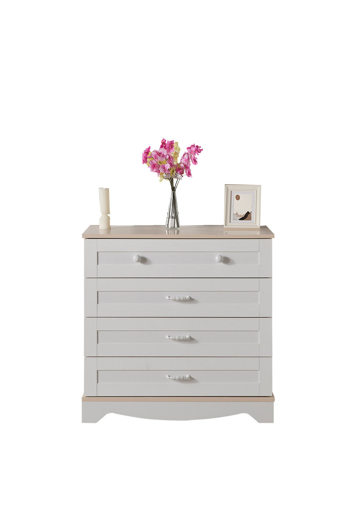 ROZA - Aynalı Şifonyer - 4 Çekmeceli Kız Şifonyer