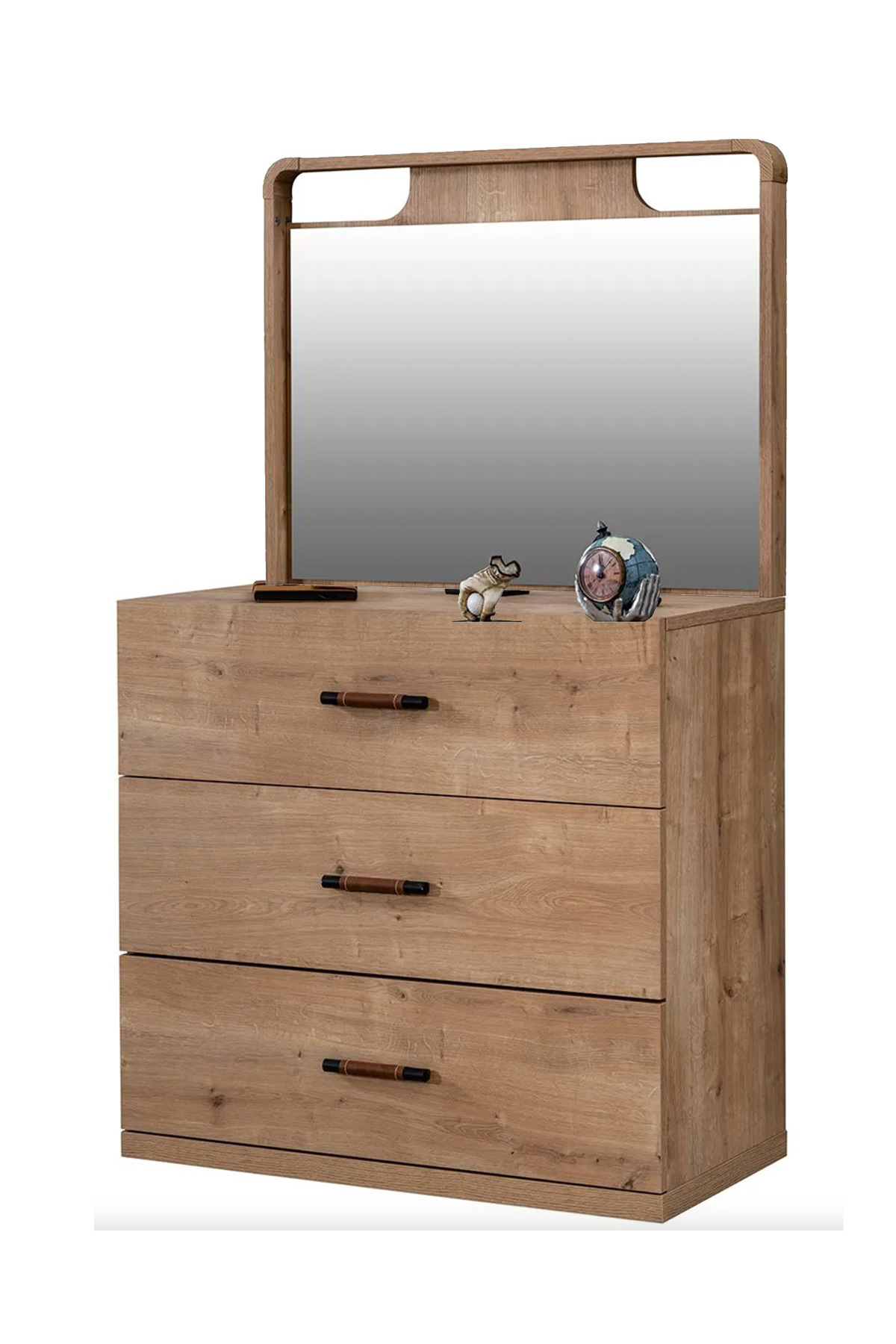 SOLID NATURAL - Aynalı Şifonyer - Ahşap Görünümlü