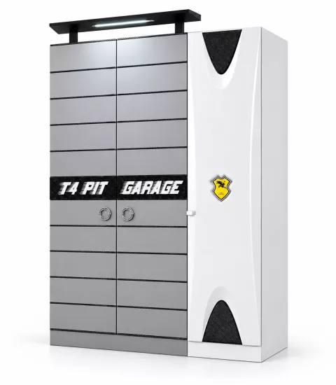 Ferrari 3 Kapılı Sport Ayrılabilir Dolap - Arabalı Yatak Dolabı - Beyaz