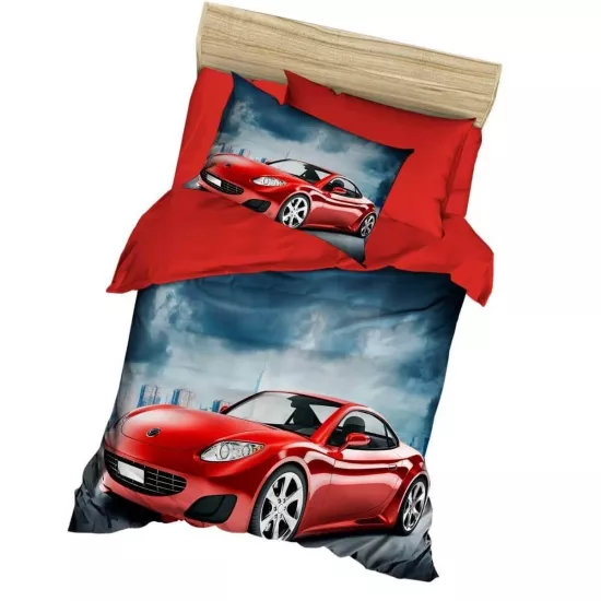 Arabalı Yatak Desenli Nevresim Takımı | Erkek Çocuk Nevresimi