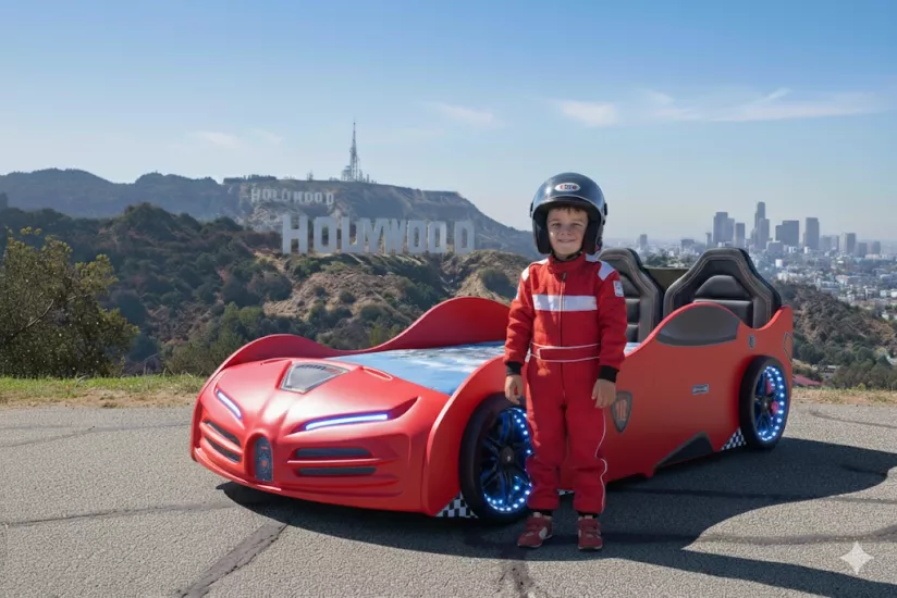 RS2 - BUGATTI Arabalı Yatak  | Koltuklu | Kırmızı