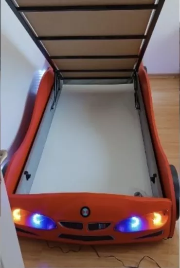 GT1 - Bazalı Kırmızı Arabalı Yatak | Baza Sandıklı