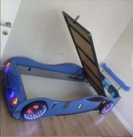 GT1 - Bazalı Mavi Arabalı Yatak | Bazalı Arabalı Yatak