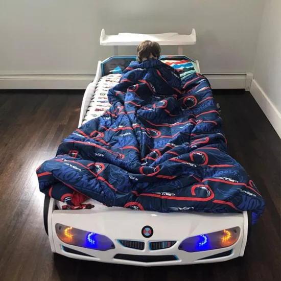 GT1 - Bazalı Beyaz Arabalı Yatak | Bazalı Arabalı Yatak