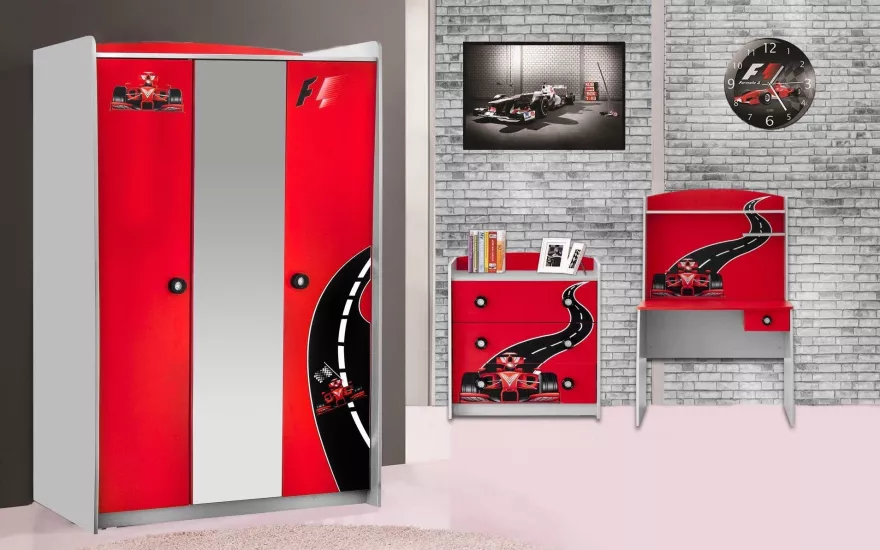 Arabalı Çocuk Odası Takımı | Kırmızı Arabalı Çocuk Odası 