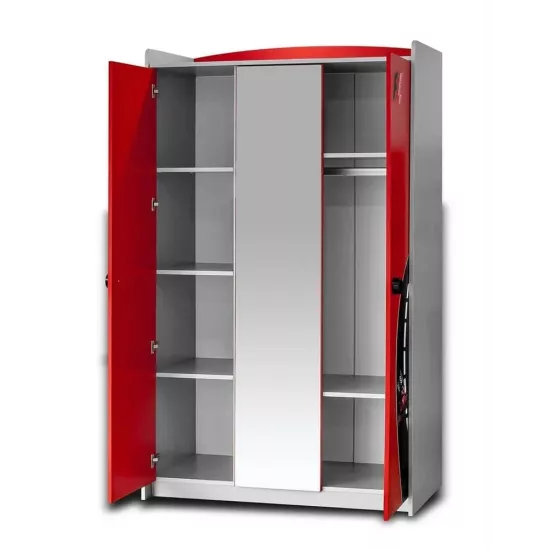 Grandprix 3 Kapılı Arabalı Çocuk Dolabı Kırmızı | Çocuk Dolabı