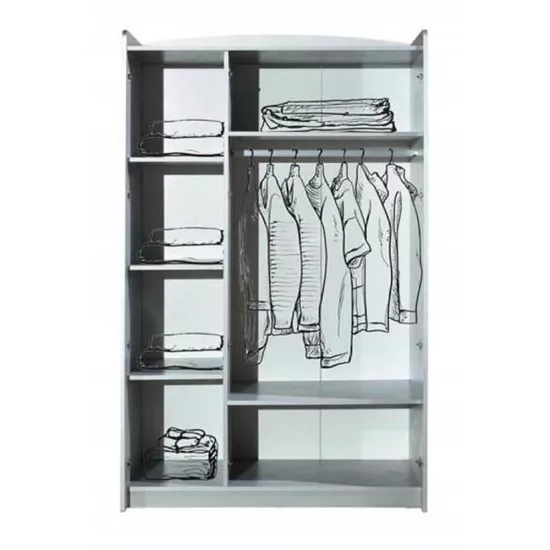 Grandprix 3 Kapılı Arabalı Çocuk Dolabı Beyaz | Çocuk Dolabı