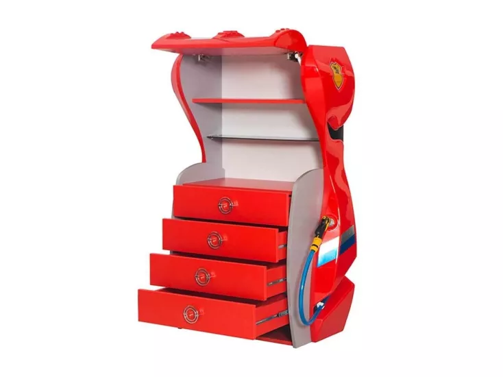 Kırmızı Benzinlik Yarışçı Çocuk Şifonyeri | Arabalı Çocuk Şifonyeri