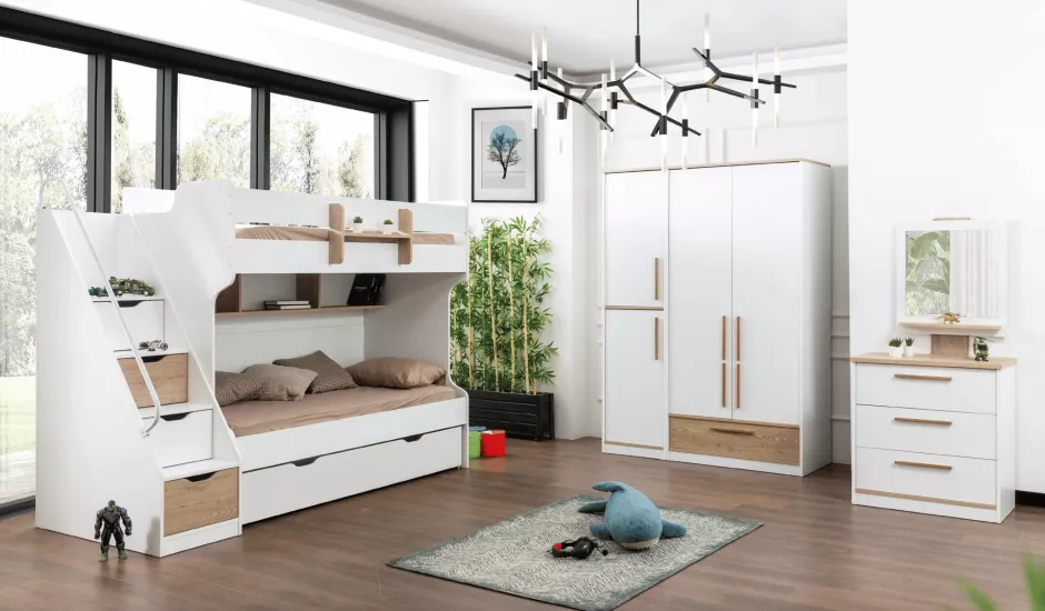 London Merdivenli Ranza | Çekmeceli, Yavrulu ve Korumalı Ranza