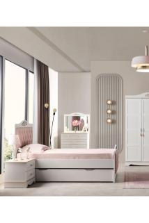 ROZA - Aynalı Şifonyer - 4 Çekmeceli Kız Şifonyer