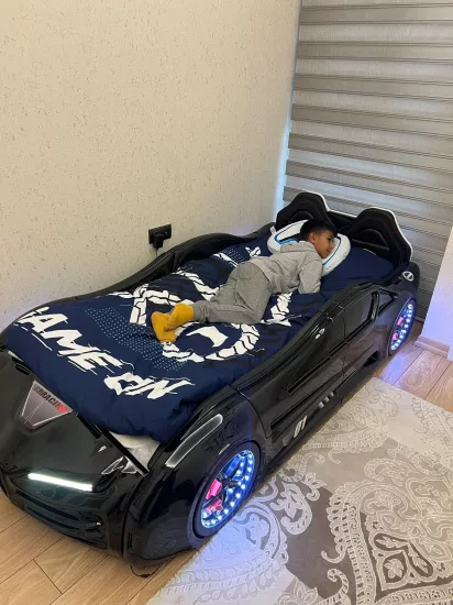 BUGATTI -  KAPILI  - SİYAH  ARABALI YATAK