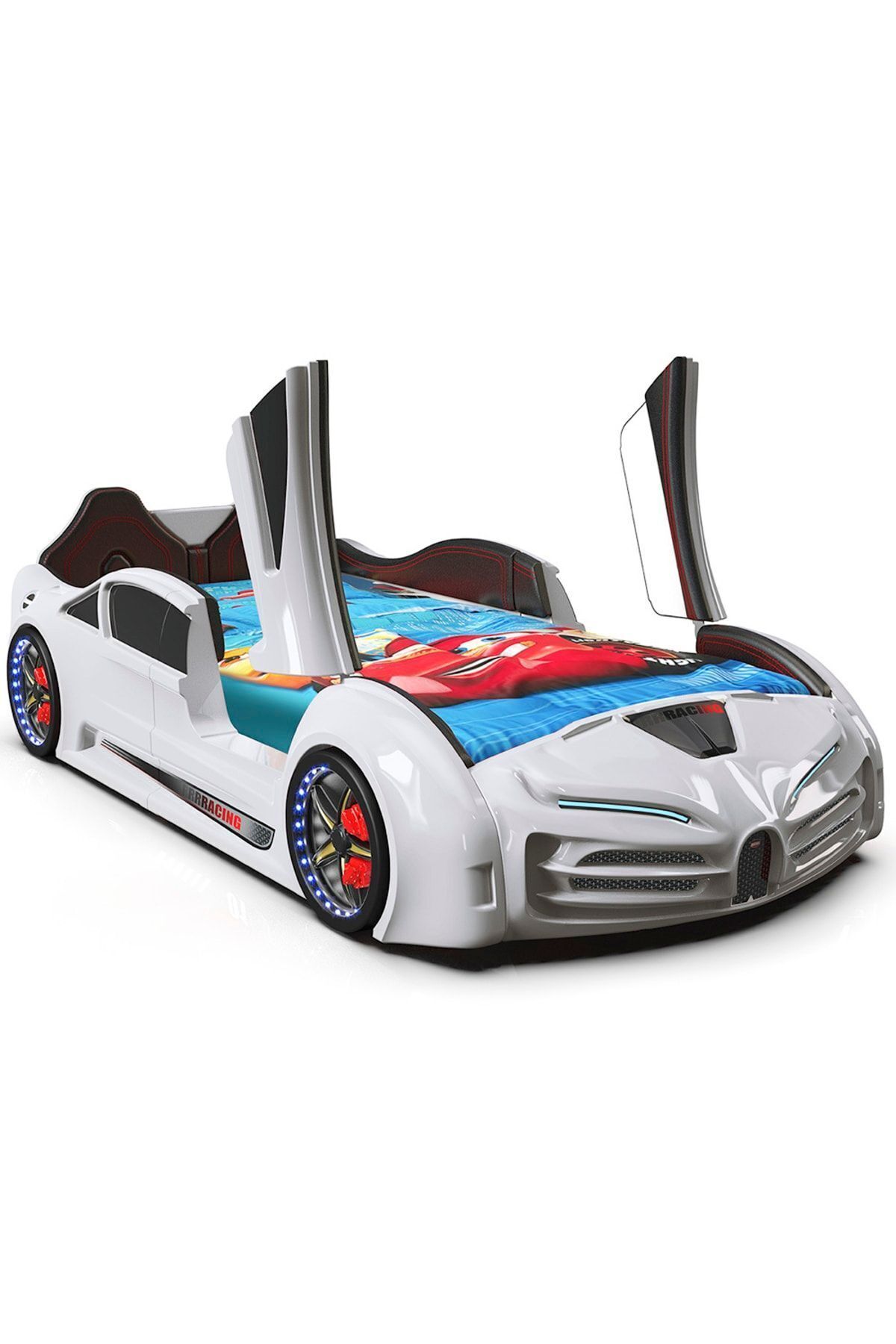 Rs - Bugattı - Arabalı Yatak Araba Yatak - BAZALI - Kapıları Yukarı Açılır - Beyaz