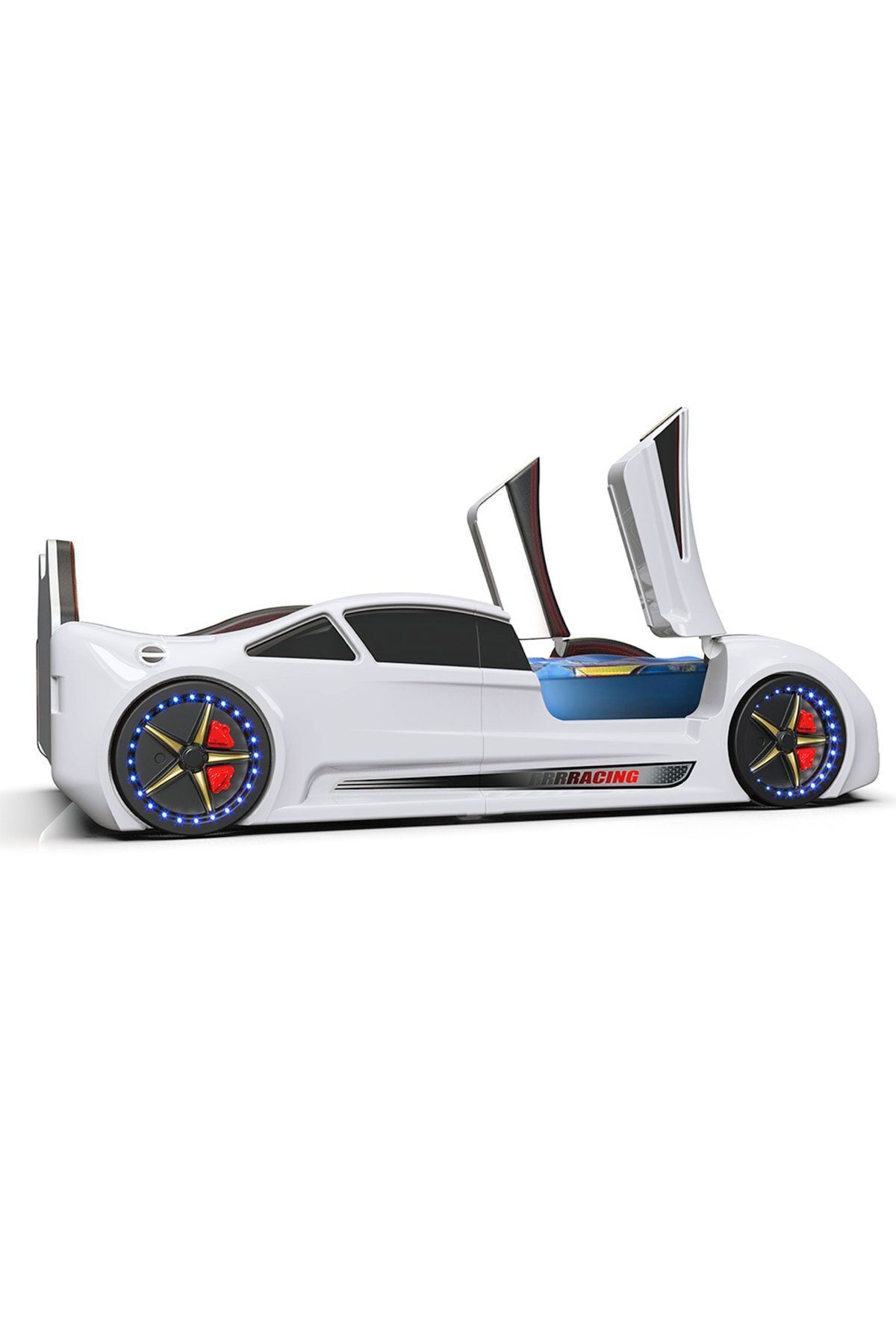 Rs - Bugattı - Arabalı Yatak Araba Yatak - BAZALI - Kapıları Yukarı Açılır - Beyaz