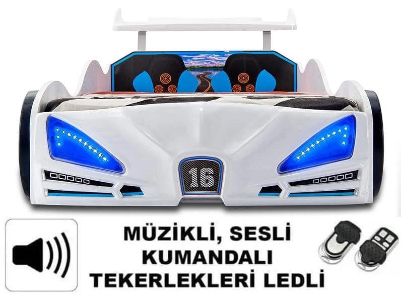 Veron Full Arabalı Yatak | Işıklı, Sesli ve Kumandalı Çocuk Yatağı