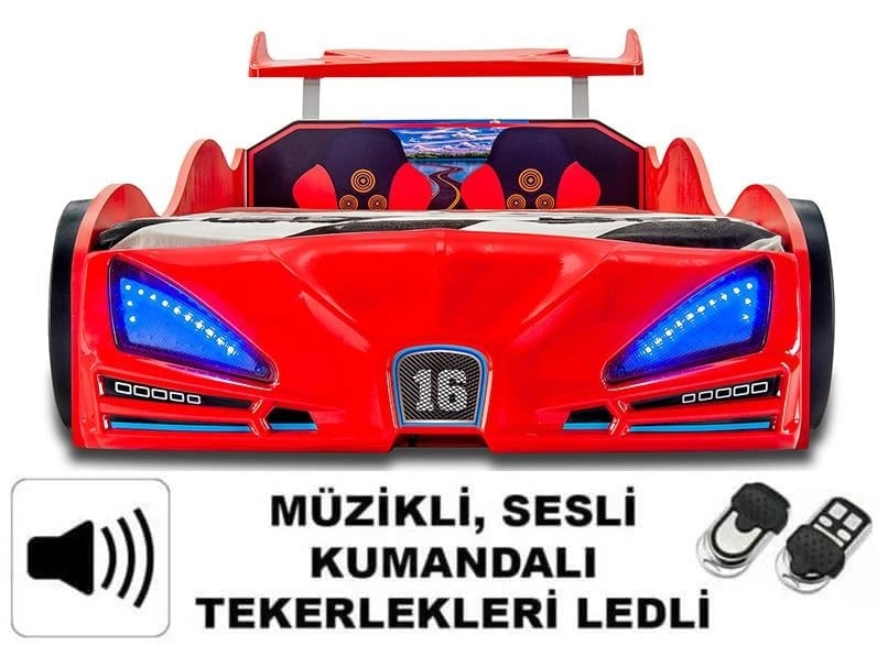 Veron Full Arabalı Yatak | Işıklı, Sesli ve Kumandalı Çocuk Yatağı