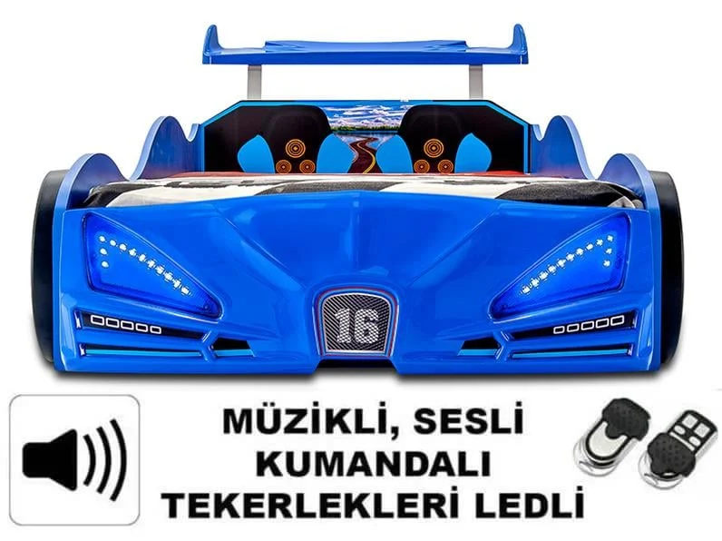 Veron Full Arabalı Yatak | Işıklı, Sesli ve Kumandalı Çocuk Yatağı
