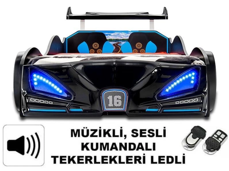 Veron Full Arabalı Yatak | Işıklı, Sesli ve Kumandalı Çocuk Yatağı