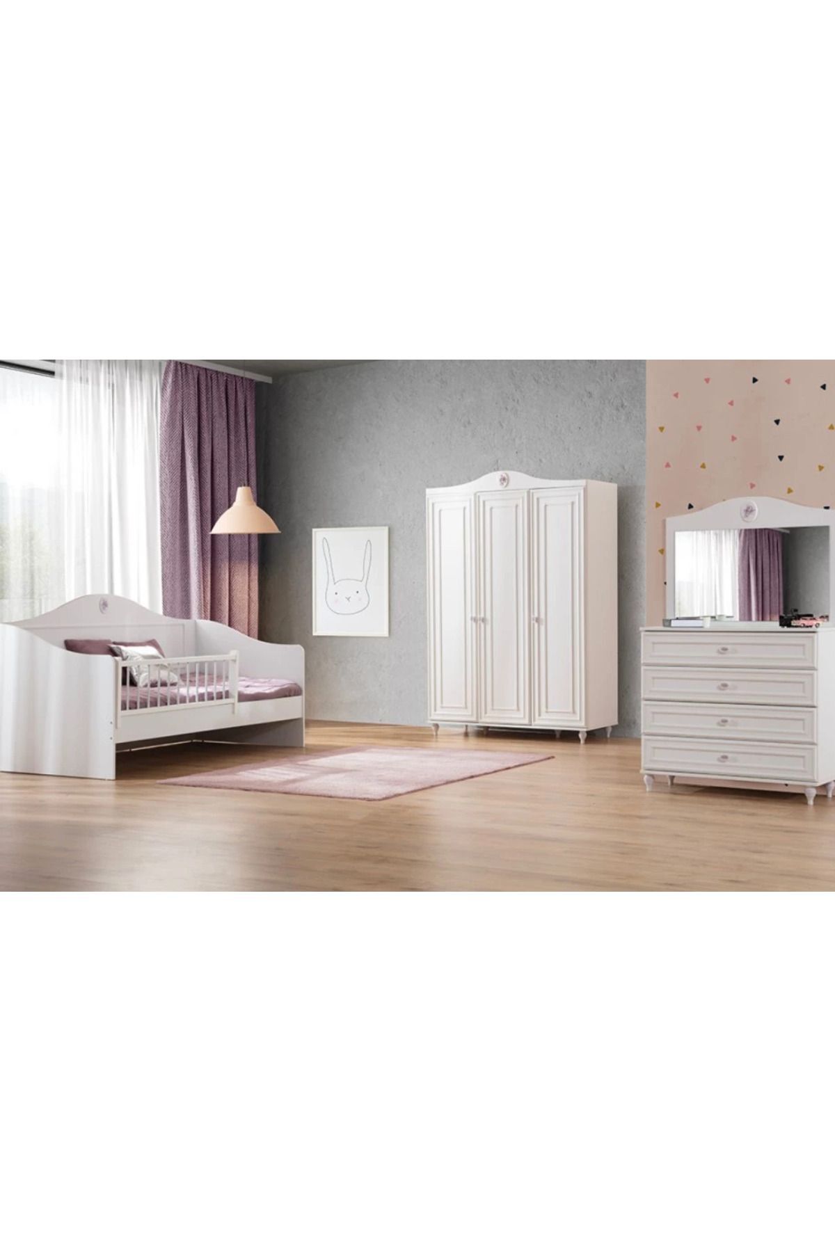 Vişne - 3 Kapılı Dolap - Kız çocuk 3 kapılı dolap