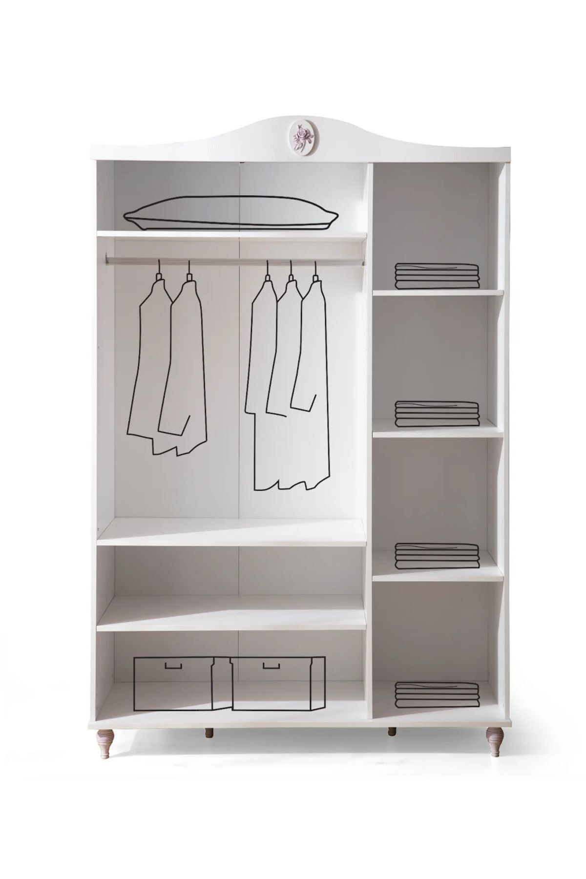 Vişne - 4 Kapılı Dolap - Kız çocuk 4 kapılı dolap