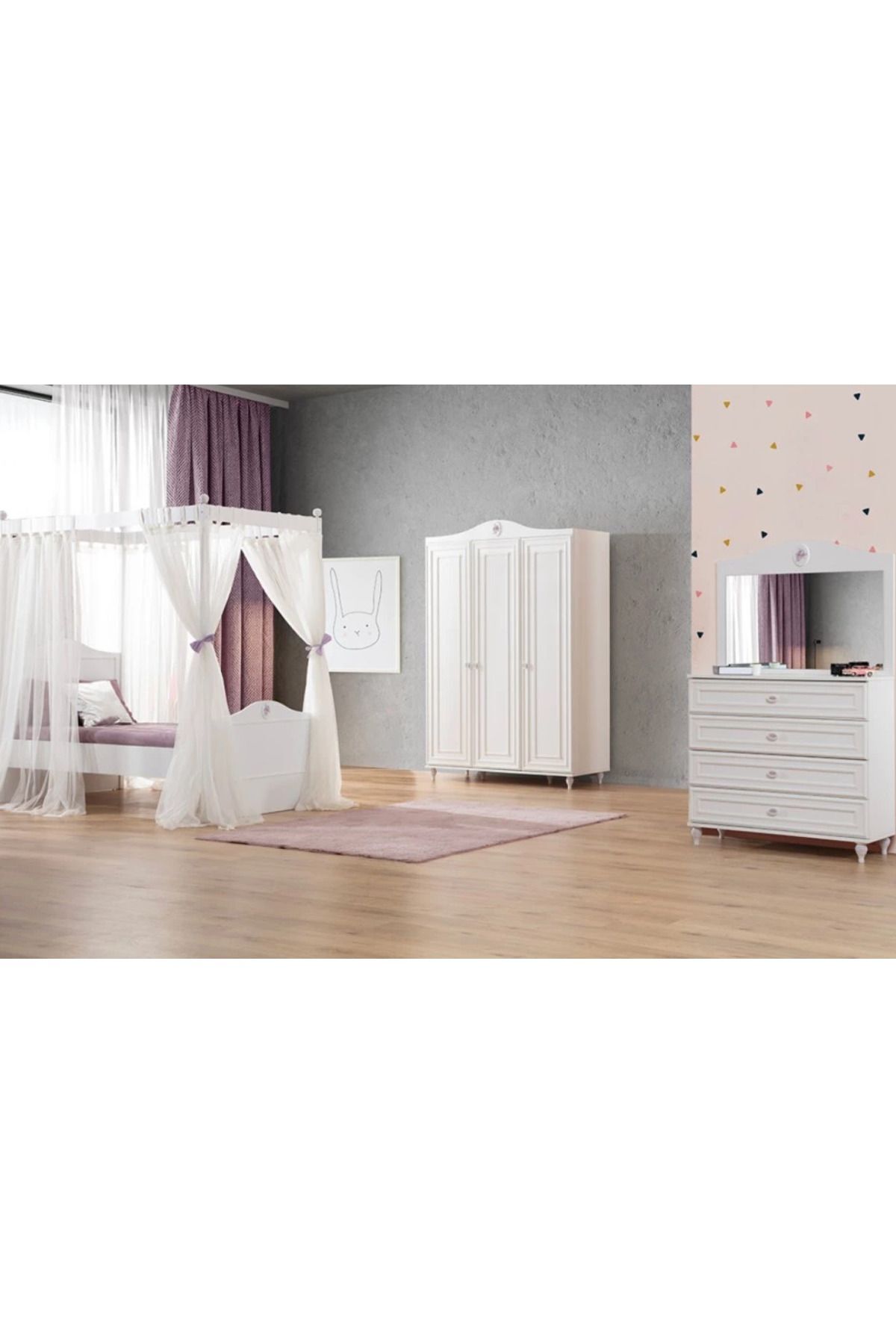 Vişne - 4 Kapılı Dolap - Kız çocuk 4 kapılı dolap