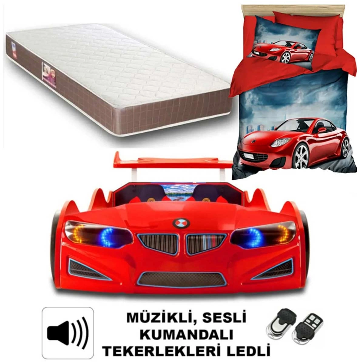 BMW Full Arabalı Yatak Araba Karyola | Yataklı ve Nevresimli